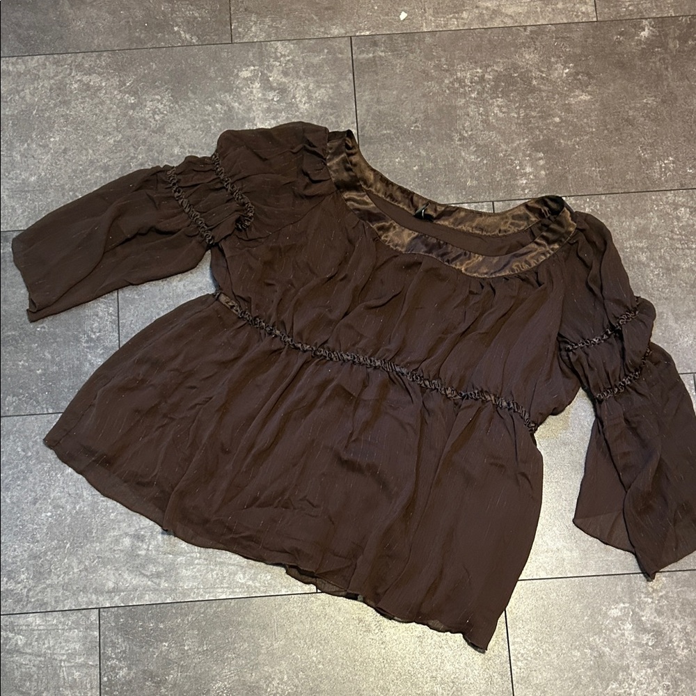Essentials by Milano Chocolate Brown Blouse
